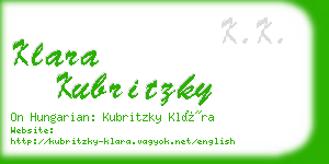 klara kubritzky business card